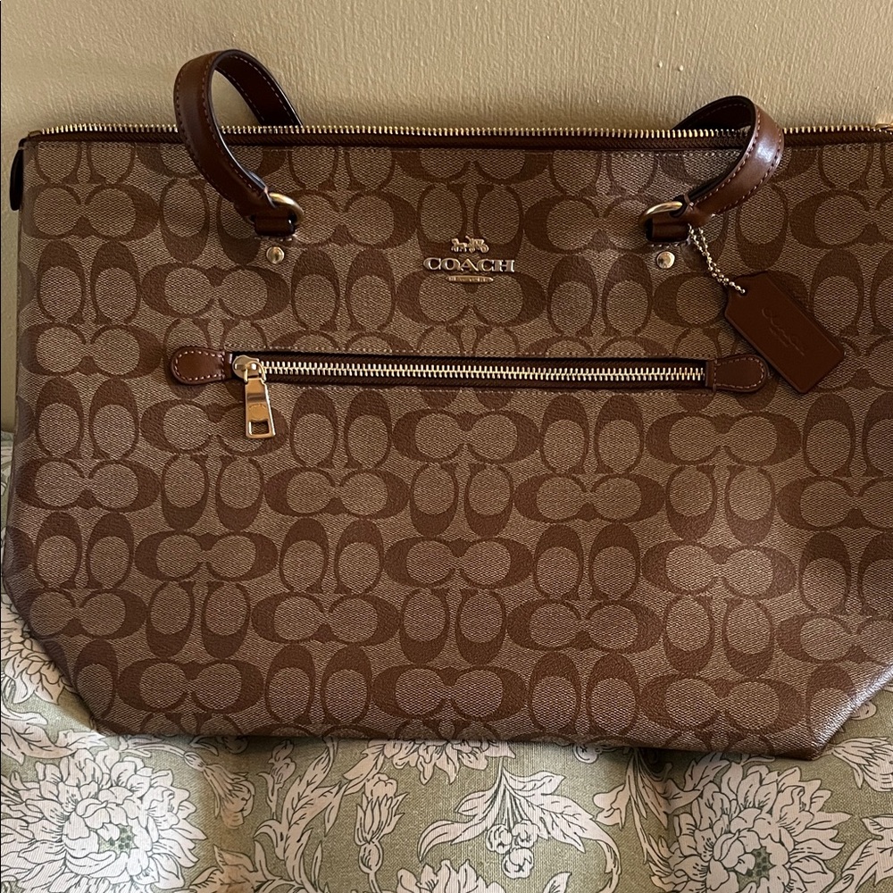 Coach Tan and Brown Signature Tote